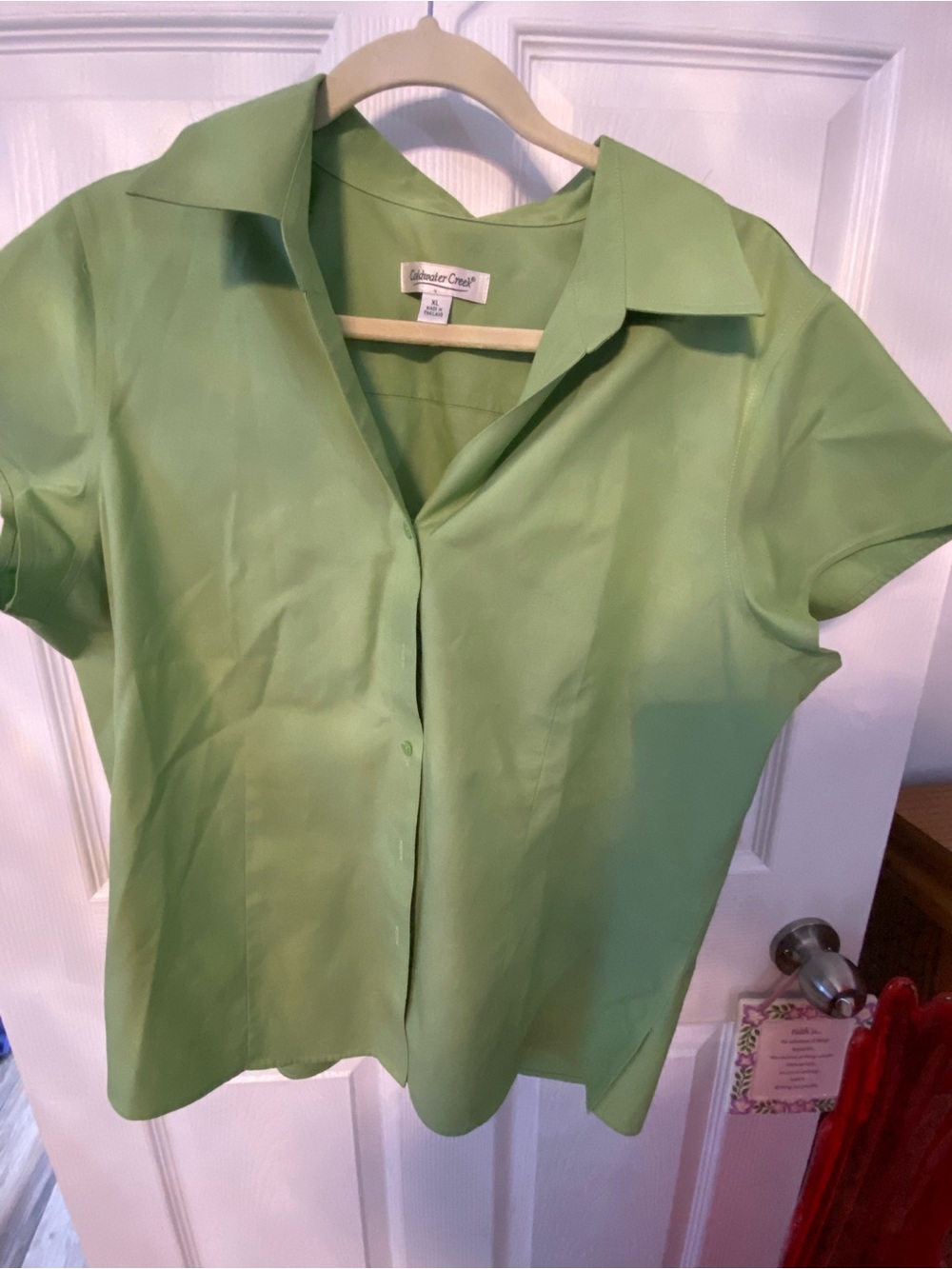 Coldwater Creek Lime Green Button Front Blouse - Picture 2 of 8